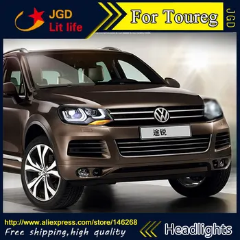 

Free shipping ! Car styling LED HID Rio LED headlights Head Lamp case for VW Toureg 2011 2012 2013 Bi-Xenon Lens low beam