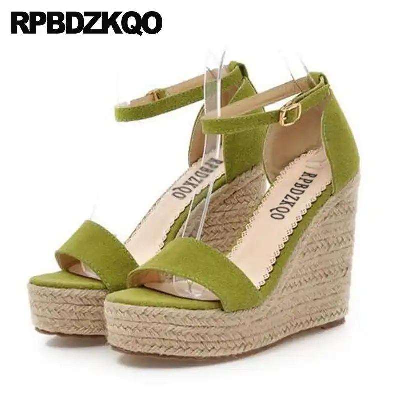 green espadrilles wedge