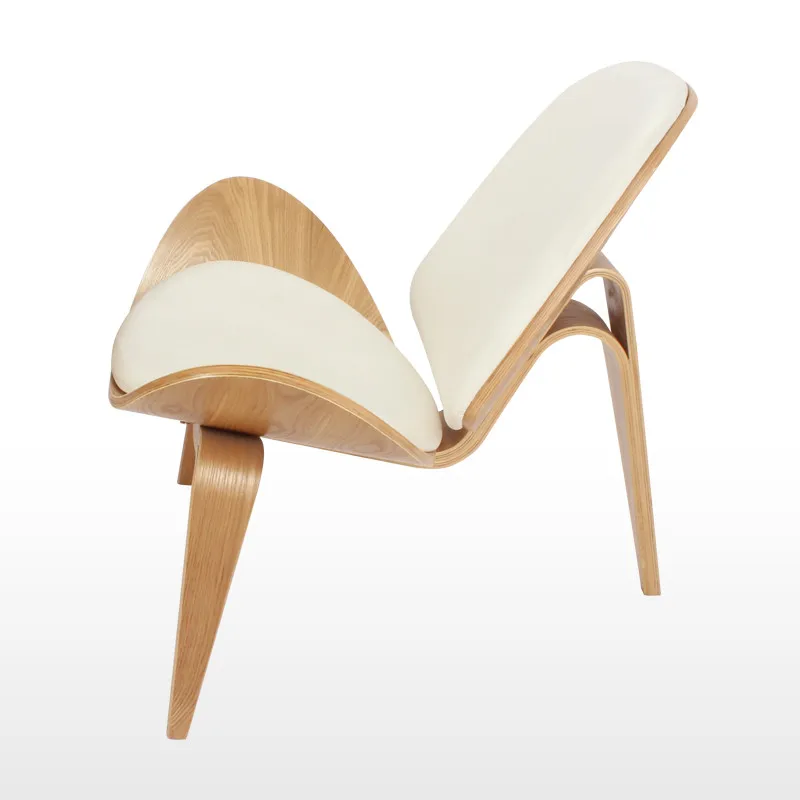 Hans Wegner стиль трехногий корпус стул пепельница фанера белая искусственная кожа Мебель для гостиной современный стул