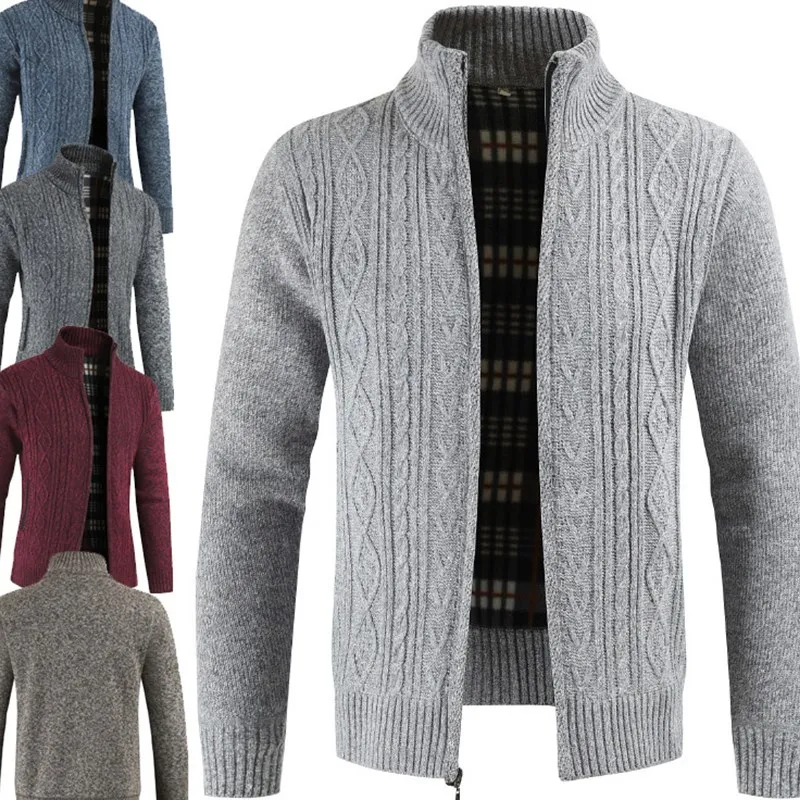 Men winter wool knit coat stand collar warmth sweater Hooded Brand Male Long Sleeve clothes Mens Cardigan Men winter wool knit coat stand collar warmth sweater Hooded Brand Male Long Sleeve clothes Mens Cardigan