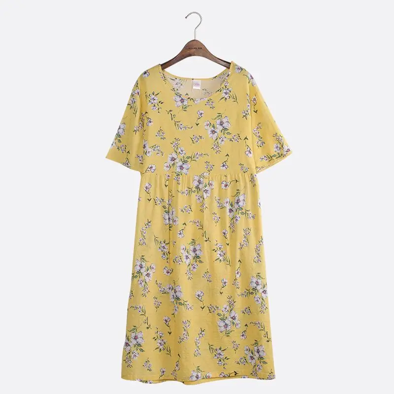 

2019 Summer Sleepshirts Nightgown Dress Women Nightdress Cute Floral Print Sleepwear Short Sleeve Nightwear Chemise Home Wear