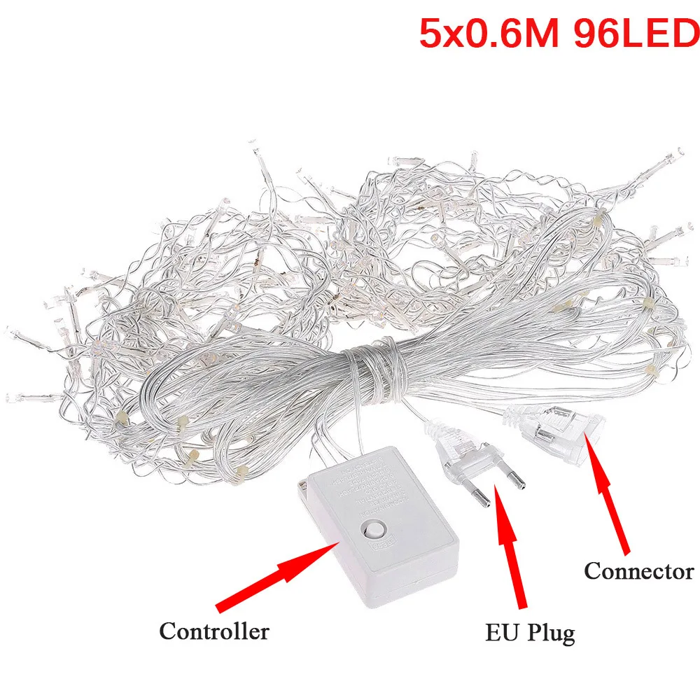 AGM LED Curtain Icicle String Light 5M 96LEDs Droop 0.3-0.5M Christmas New Year Decoration Garland Fairy Light For Wedding Party AGM LED Curtain Icicle String Light 5M 96LEDs Droop 0.3-0.5M Christmas New Year Decoration Garland Fairy Light For Wedding Party