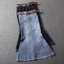 Простые Модные Женские однотонные юбки, обтягивающие на молнии, MD-длинные, с высокой талией, Повседневная джинсовая юбка в уличном стиле, юбки "рыбий хвост" Z366