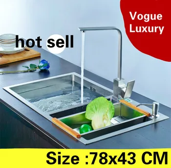 Best Free Shipping Apartment Kitchen Manual Sink Double Groove Do The Dishes 304 Stainless Steel Vogue Hot Sell 78x43 CM