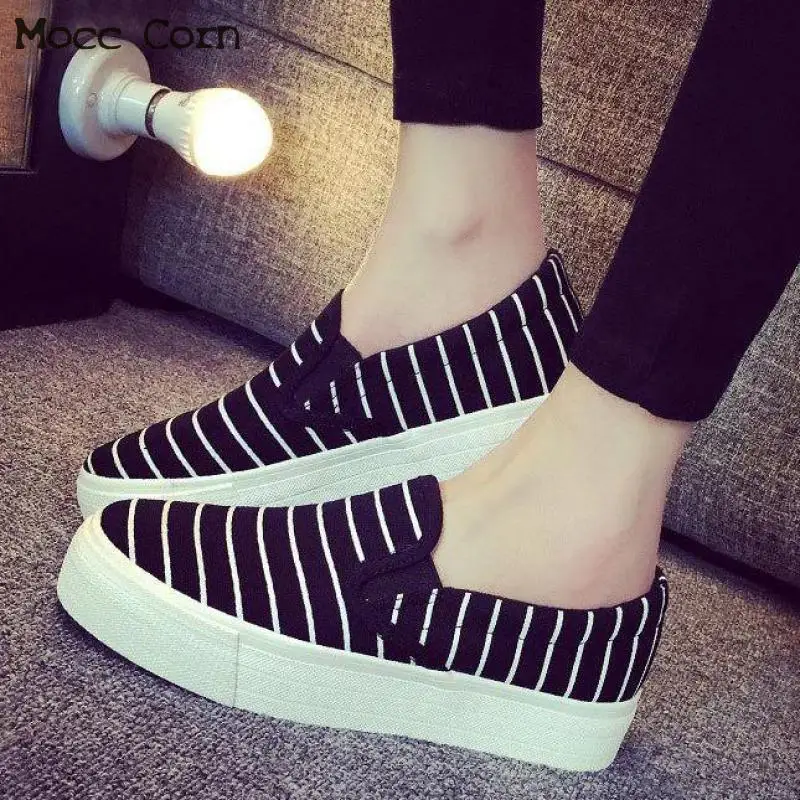 

2019 Summer Casual Flat Shoes Women Canvas Slip On Flats Platform Loafers Sneakers Lady Fisherman Stripe Espadrilles Breathable