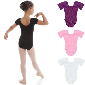 

Kids Girls Short Sleeve Stretch Gymnastics Ballet Dance Leotard Tank Dancewear