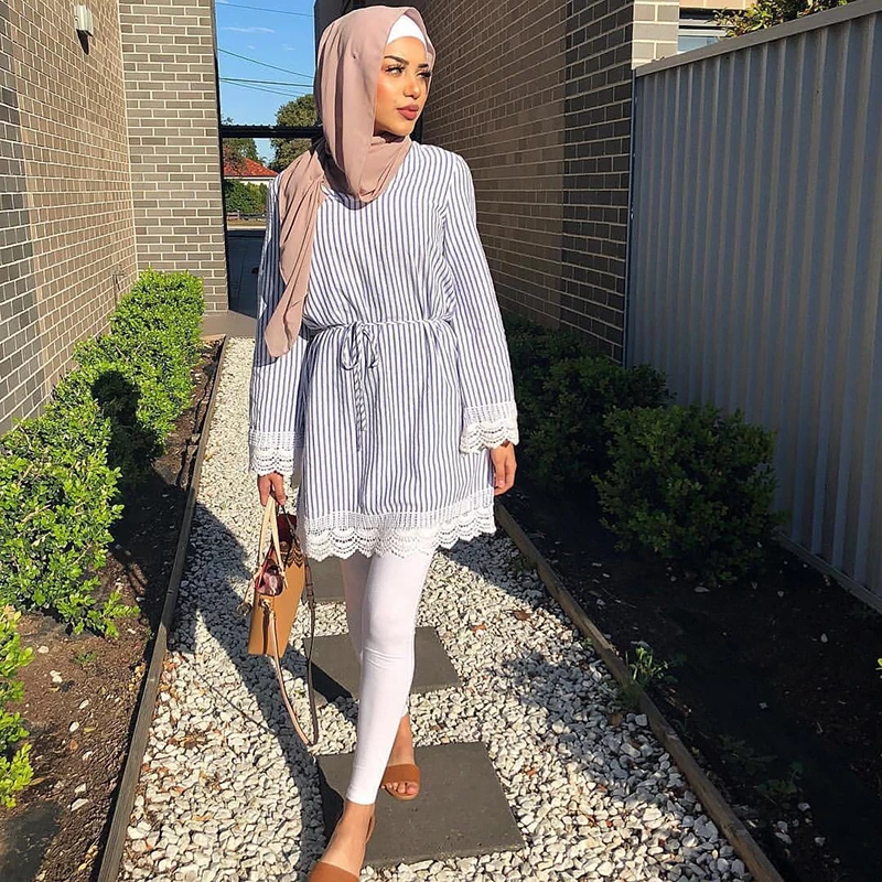 

Abaya Turkish Muslim Turkey Islamic Clothing Long Sleeve Shirts Blouse For Women Loose Long Tops Clothes Women Ropa Turca Mujer