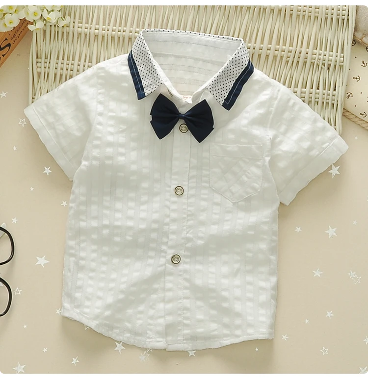 

Boy's baby cotton and linen short-sleeved shirt