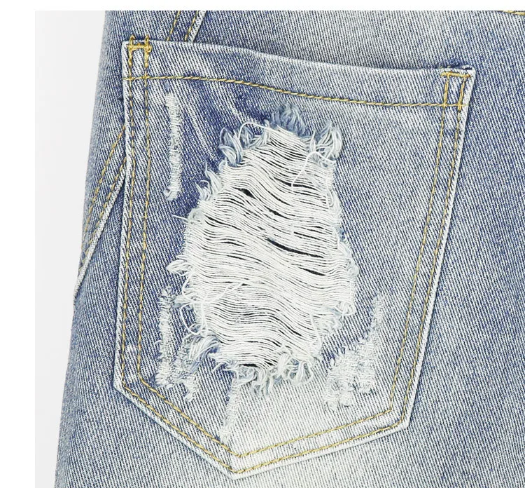 Большие размеры XL Джинсы средней талии для женщин весенние модные рваные потертые карманы джинсовые узкие брюки