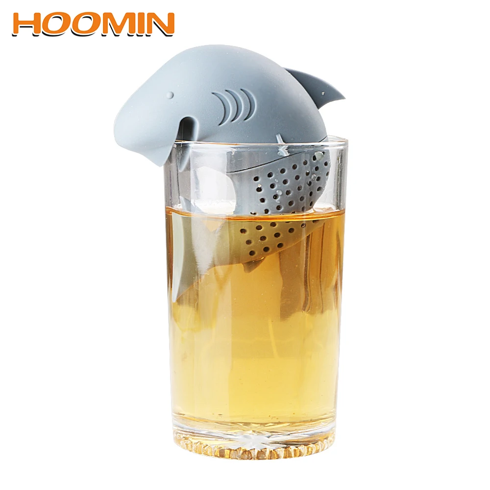 

HOOMIN Tea Strainer Filter Tea Infuser Empty Tea Bags Teaware Tea Accessories American Shark Shape Silicone Kitchen Tools