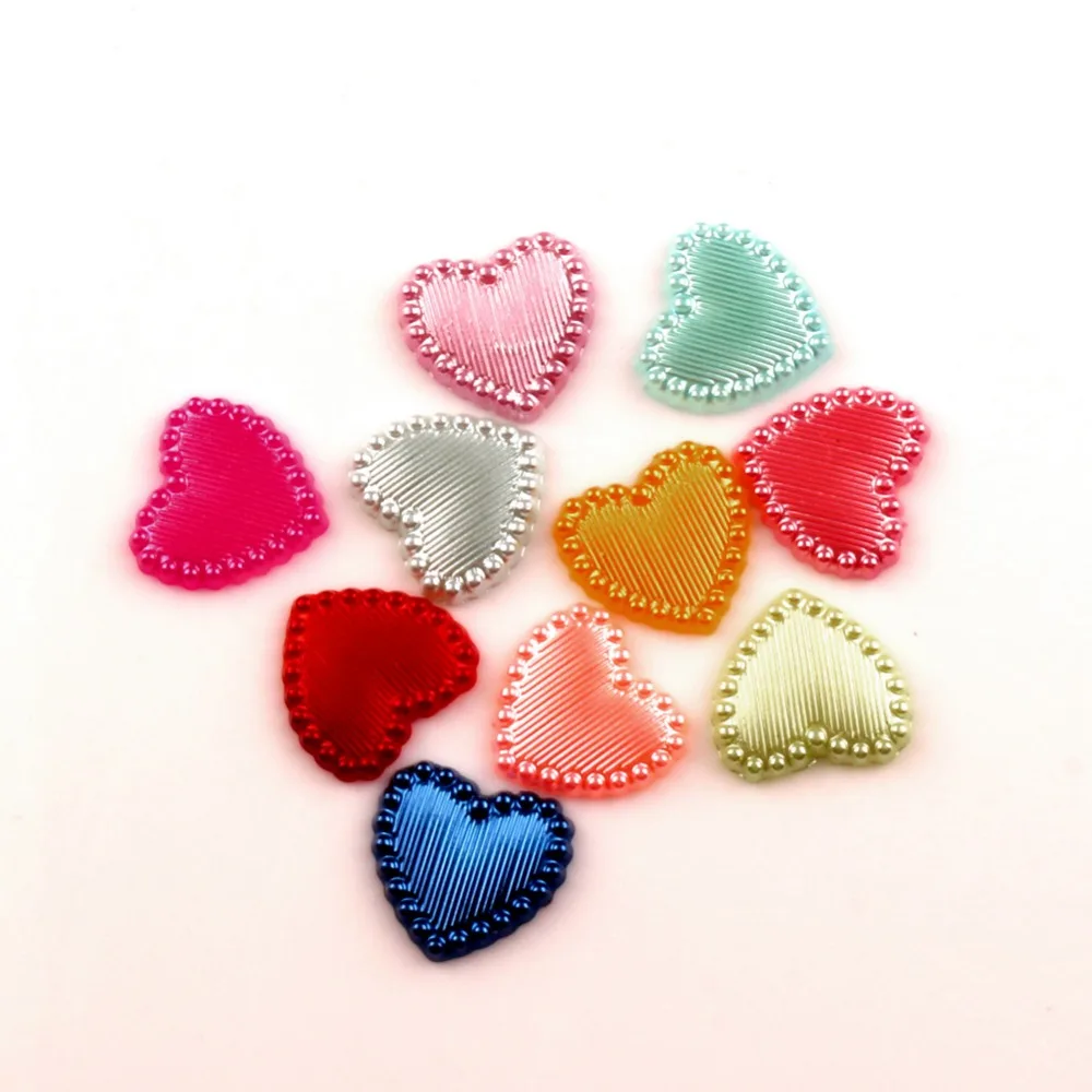 

100Pcs Mixed Heart Craft ABS Resin Half Pearls Flatback Cabochon Beads For Cloth Needlework DIY Scrapbooking Decoration