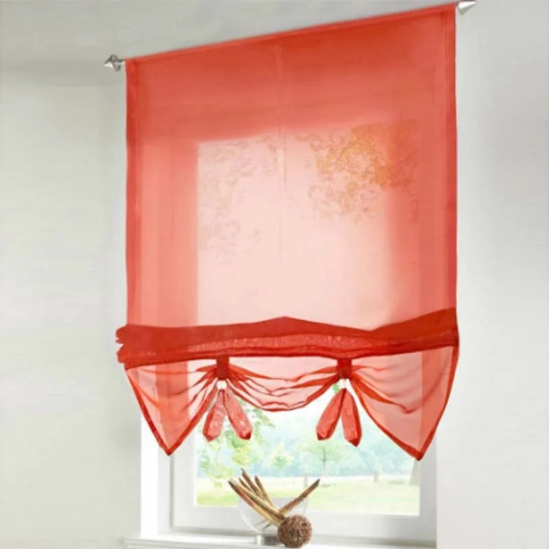 Немецкая стильная подъемная оконная занавеска s хорошая Прозрачная Вуаль римские занавески тюлевые занавески для кухни Балконный стержень карман 1 шт - Цвет: Red