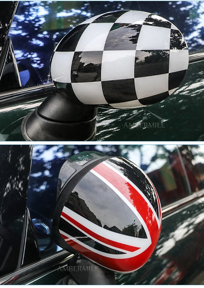 ABS Car Rearview Mirror Cover Shell Housing Sticker Decoration for Mini Cooper R56 Clubman R55 Accessories Car Styling (9)