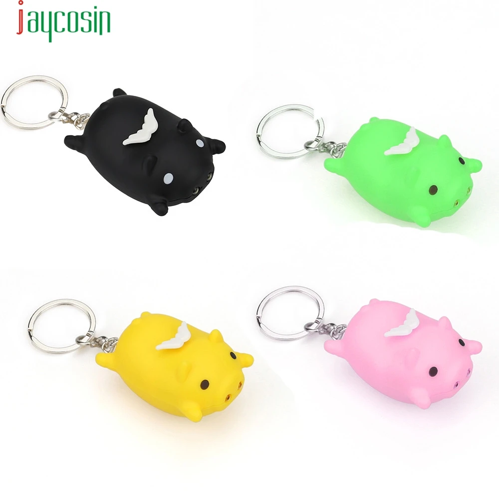 

JAYCOSIN cute pig led keychains flashlight sound rings Christmas Gifts LED Bright Light keychain Hook Kids Toy Gift SE0805