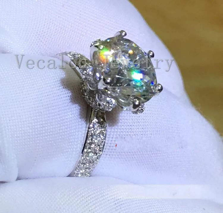 Акция 94% скидка Vecalon обручальное кольцо для женщин 3ct AAAAA Cz каменное кольцо 925 пробы Серебряное женское кольцо на палец