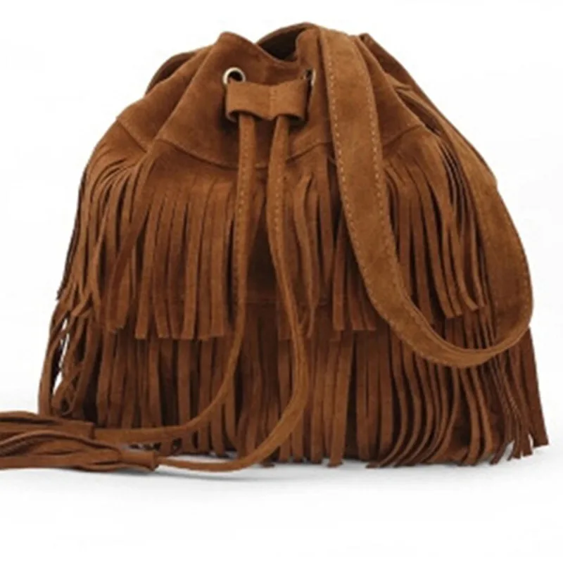  2017 Retro Faux Suede Fringe Women Bag Messenger Bags New Handbag Tassel Shoulder Handbags Crossbody Gift Free Shipping N513 