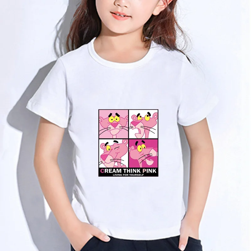 ZSIIBO High quality T-shirt fashion print big boy girl pink doll print cartoon short-sleeved round neck casual shirt