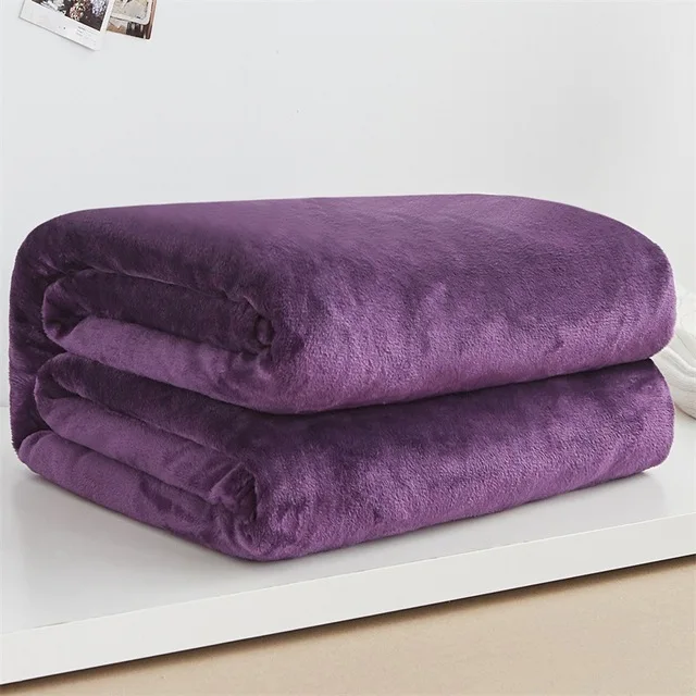 230Gsm светильник, мягкие фланелевые одеяла для кровати, одноцветные, розовые, синие, пушистые, коралловый флис, зимние одеяла - Цвет: Dk purple