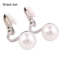 Brinco de pérola grace jun 4 cores, novo modelo de clipe de pérola no brinco sem piercing para mulheres casamento luxo noivado bibrinco 8mm & 12mm