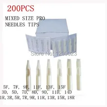200 шт в партии белый смешанный стерильный одноразовый тату машина пистолет насадка наконечники игла для татуировочного пистолета чернил чашки комплект держателей