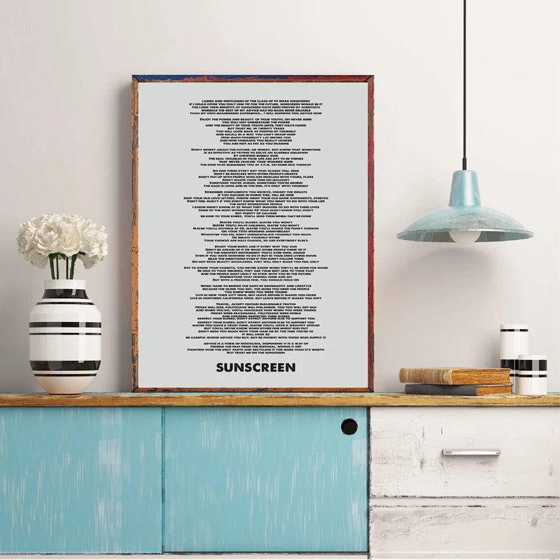 Wear Sunscreen Quote Canvas Art Picture Home Decor