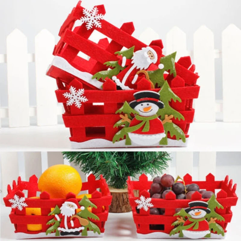 Newest Christmas Candy Fruits Storage Basket Container Box Home Decor Xmas Gifts 2 Styles