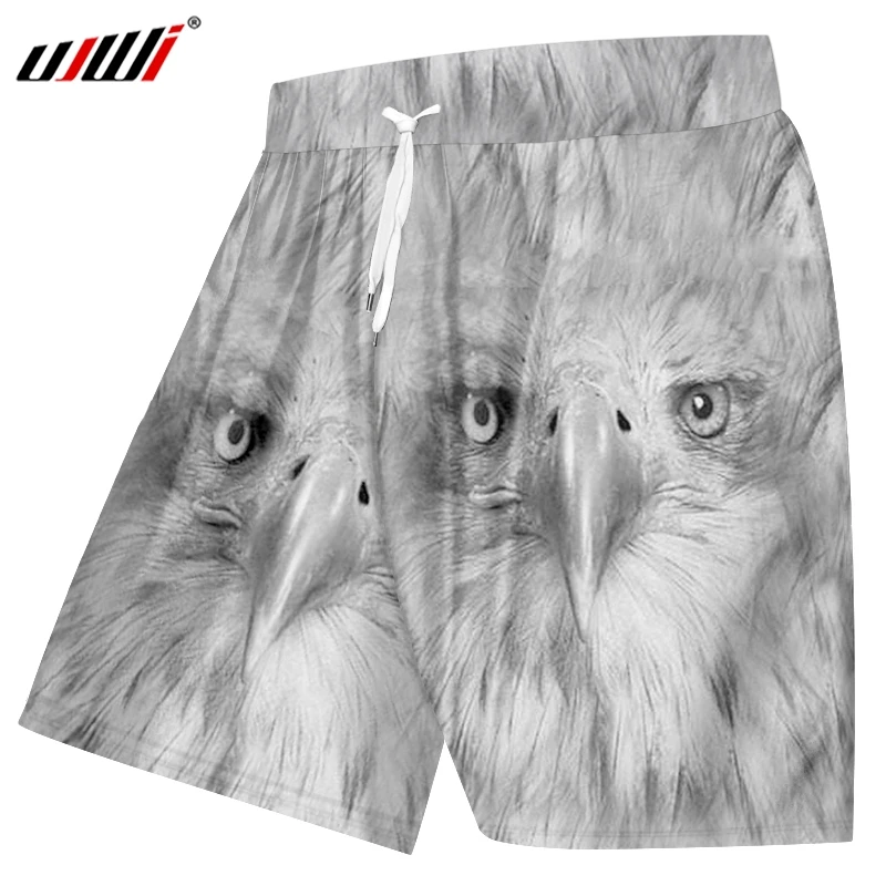 UJWI летние новые мужские пляжные шорты с 3D принтом орла с острым животным человеком, повседневные серые большие размеры 5XL