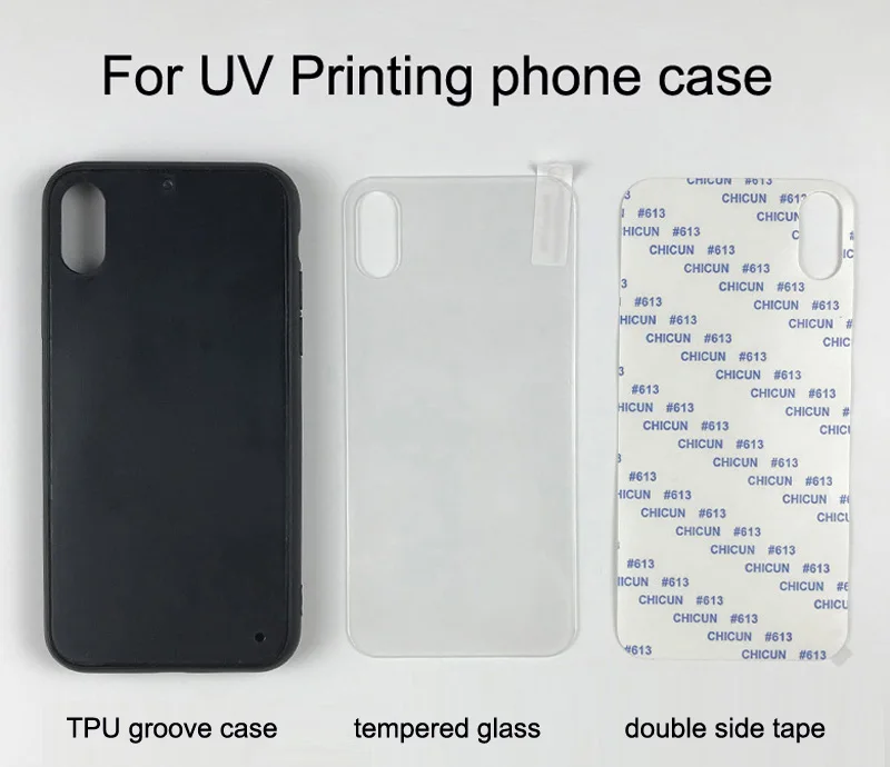 

Blank UV Print phone case for iphone 11 pro / 5 6 7 8 Plus X XS Max XR TPU groove case + tempered glass + double side tape 10pcs