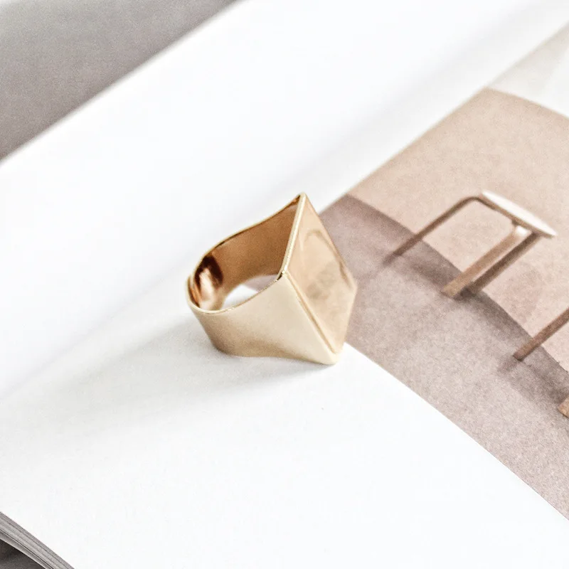 Стильное широкое женское кольцо в стиле панк-рок, простой: золото, серебро, квадратный подарок, кольцо на палец, модное ювелирное изделие mulheres anel R90