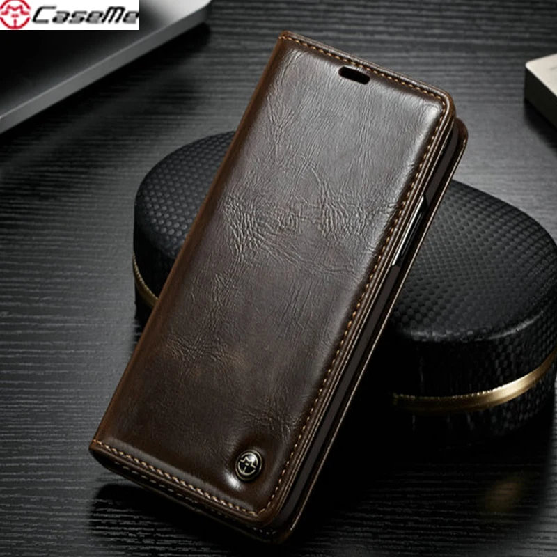 

Caseme Slim Case for iPhone 8 Cover Genuine Leather Phone Bag Case Coque Full Protective Phone Shell Card Slot Stander Back Capa