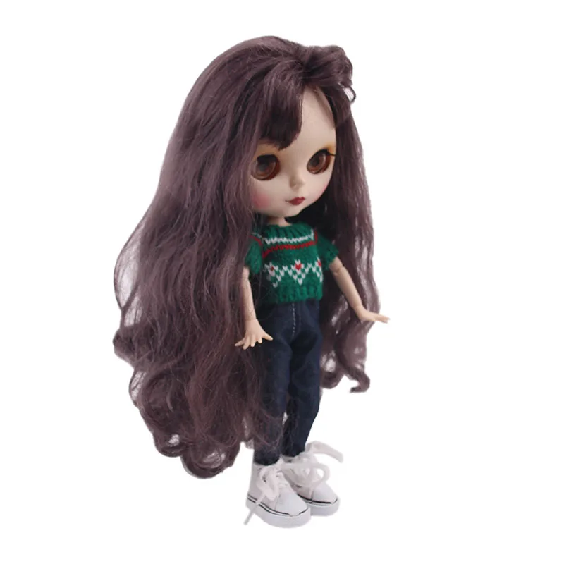 Blyth куклы-Барби Одежда для 15 видов стилей = свитер+ джинсы для BJD 30 см 1/6 Blyth Куклы Игрушки для девочек, поколение Рождественский подарок