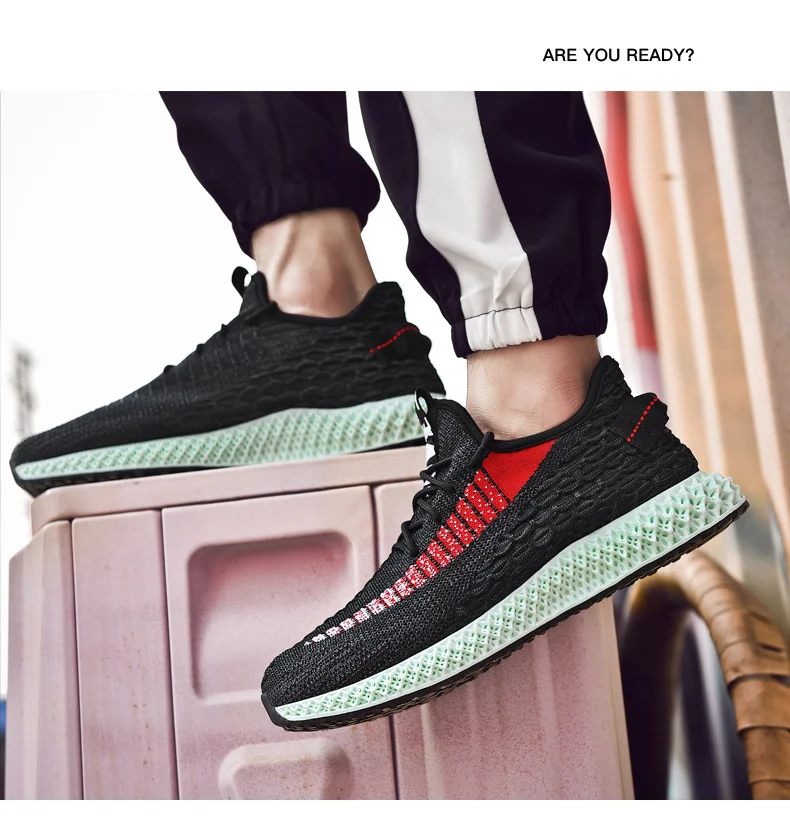 2019 Новый 3D принт для мужчин кроссовки дышащие кроссовки Flyknit уличная спортивная обувь мужской плюс размеры весна повседневная мужская