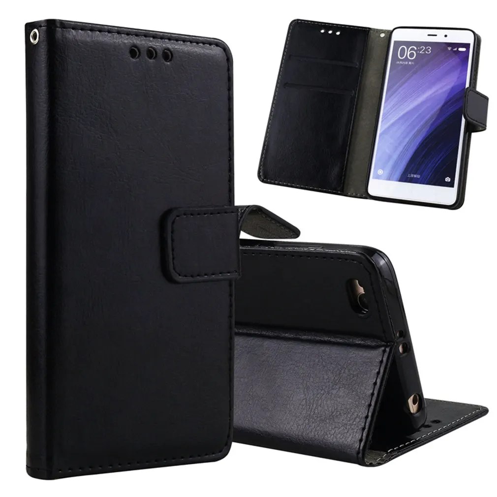 

Leather Case For Xiaomi Redmi 4A Phone Bag Case Silicone High Quality PU Card Slot Retro Wallet Cover For Xiaomi Redmi 4A