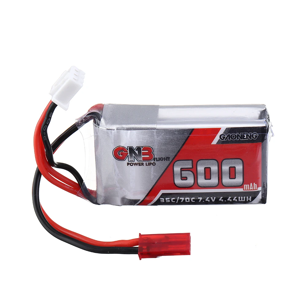 

2PCS Gaoneng GNB 7.4V 600mAh 35C 2S Lipo Battery JST Plug for FPV RC Drone