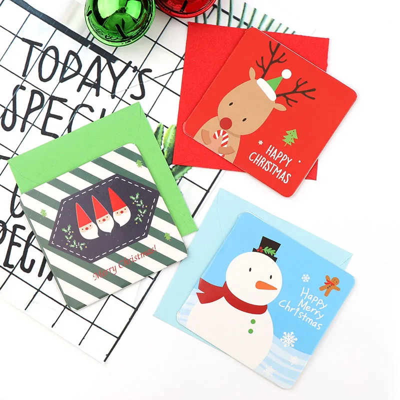 

12Pcs Santa Claus Merry Christmas Tree Paper Greeting Postcards Wishes Craft DIY Kids Festival Greet Cards Gift