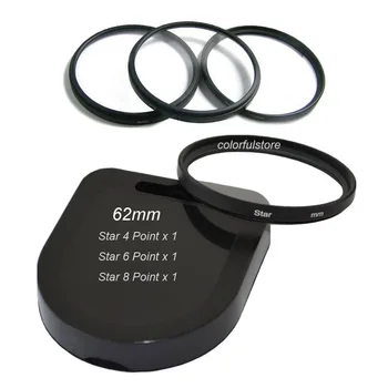 

62mm 62 mm 3Pcs Star Filter 4 6 8 Point Burst Twinkle Filters For Canon Rebel T3 XS T5i T4i T3i T2i T1i XSi XTi XT Camera Lenses