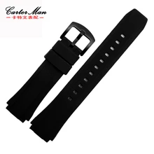 De caucho pulsera de reloj para CASIO EF-552 negro 25*19mm reloj de los hombres de bracelett alta calidad nuevo correa de silicona