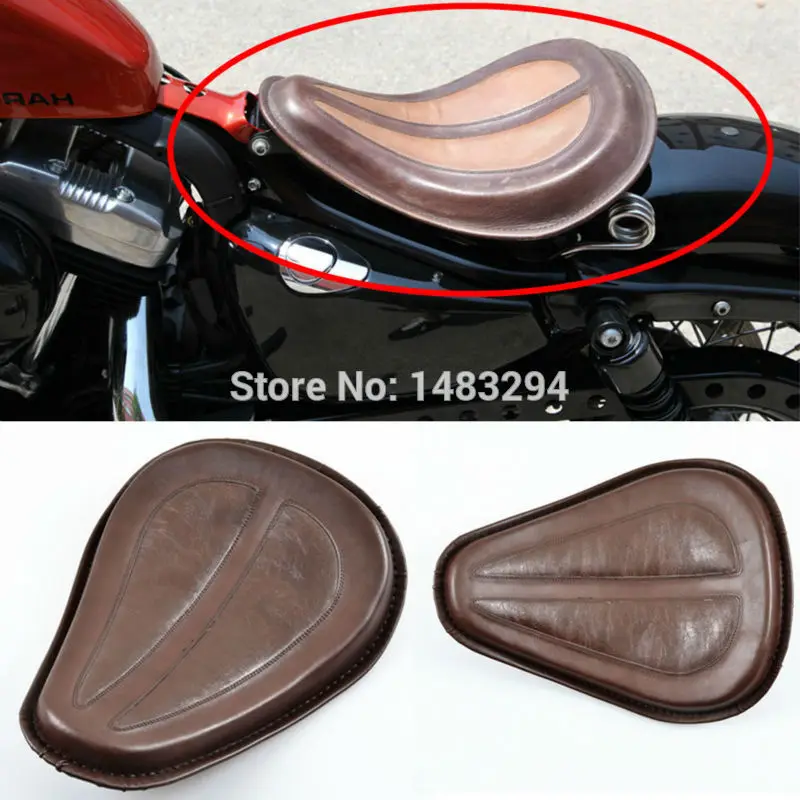 Золотой весенний коричневый кожаный Solo Seat W/Кронштейны подходит для Harley Sportster 883 1200 XL Bobber Chopper Custom/DHL