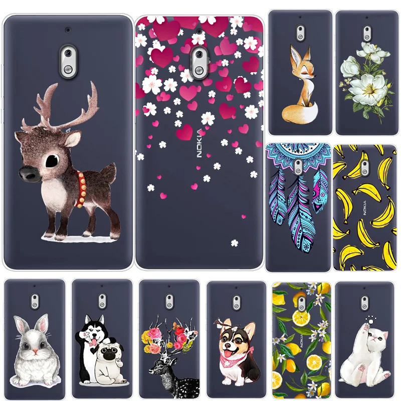 

For Nokia 2.1 Case TA-1080 TPU Silicone Soft Floral Cartoon Clear Cover for Nokia2.1 2018 Phone Back Cover For Nokia 2 2017 Case