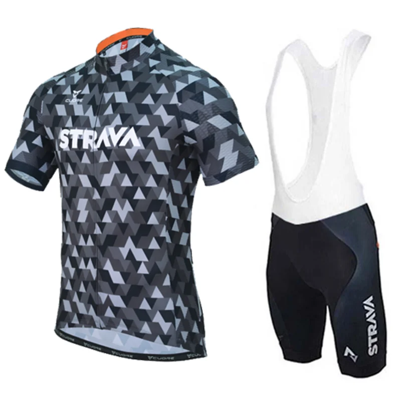 

2019 STRAVA Pro Bicycle Team Short Sleeve Maillot Ciclismo Men's Cycling Jersey Kits Summer breathable Cycling Clothing Sets