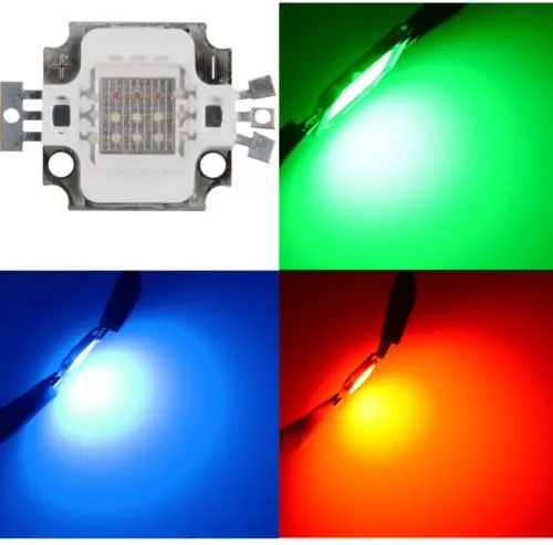 10 шт./лот, новинка, 10 Вт, RGB, высокая мощность, светодиодный модуль, светильник, лампа, SMD чип, DC 9-11 в, красный/зеленый/синий для наводнения, светильник светодиодный светильник