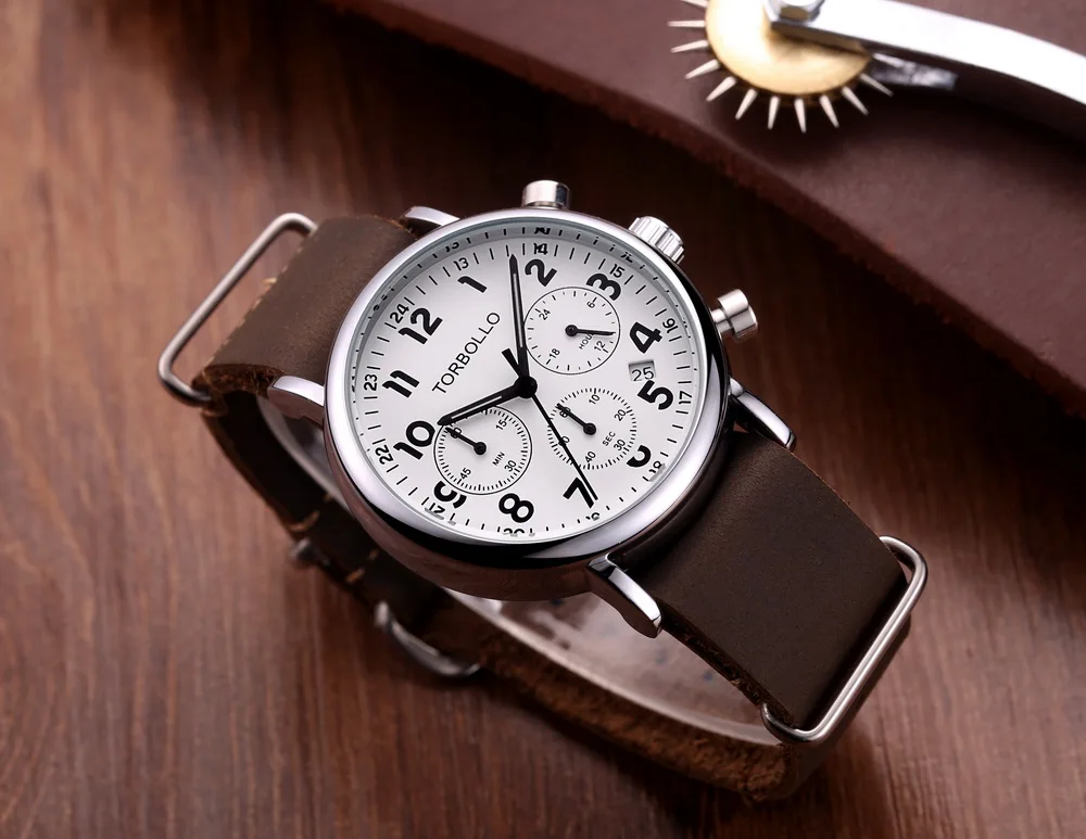 Классические Оригинальные брендовые новые мужские часы с белым хронографом, мужские наручные часы с водонепроницаемостью