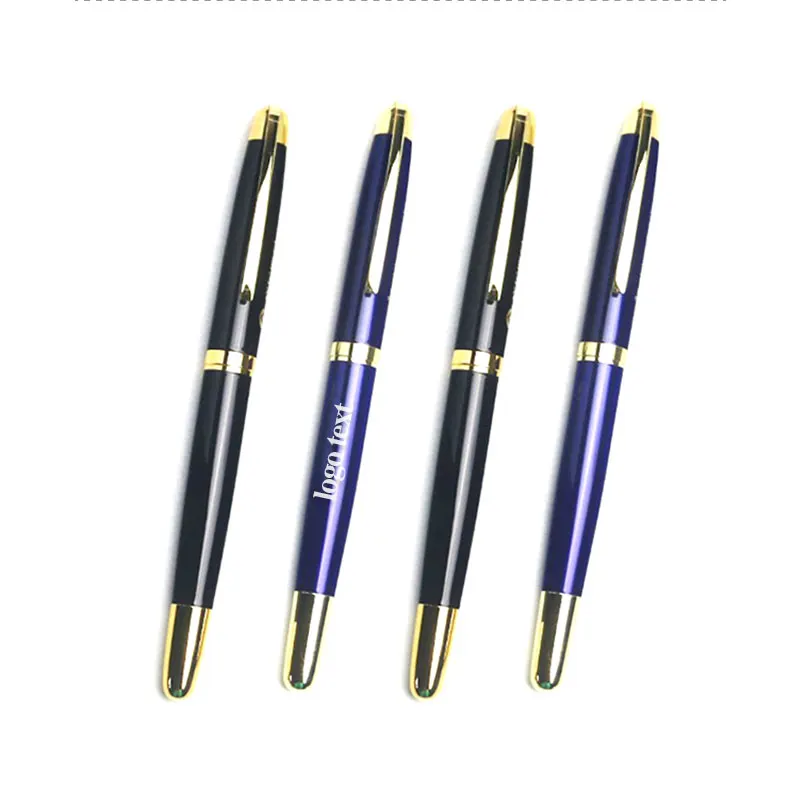 LZN черная/синяя с золотым зажимом шариковая металлическая ручка для бизнеса коммерческое письмо стационарный Бесплатный настраиваемый логотип/текст/контакты