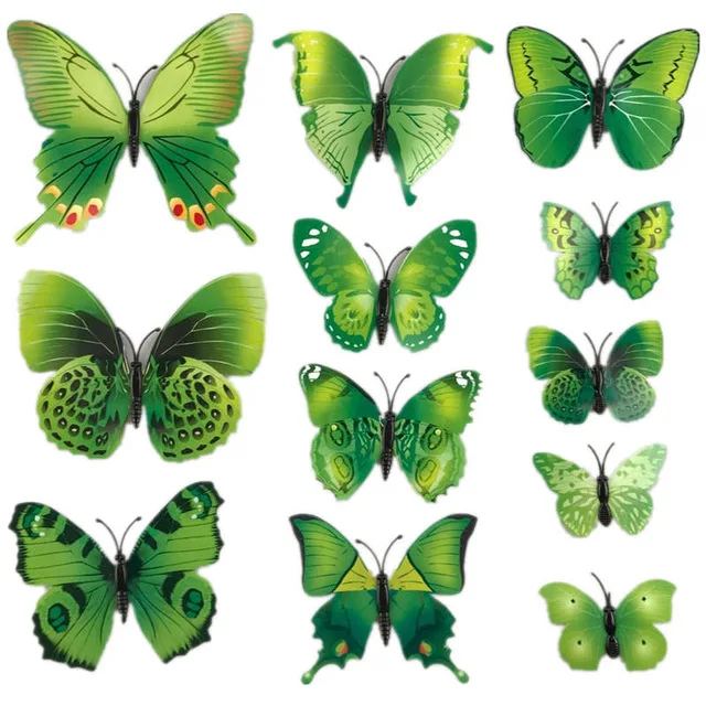 Лидер продаж, настенные наклейки 12 шт., двухслойные 3D бабочки, ПВХ, на стену, домашний декор, бабочки для украшения, наклейки на холодильник s - Цвет: 5
