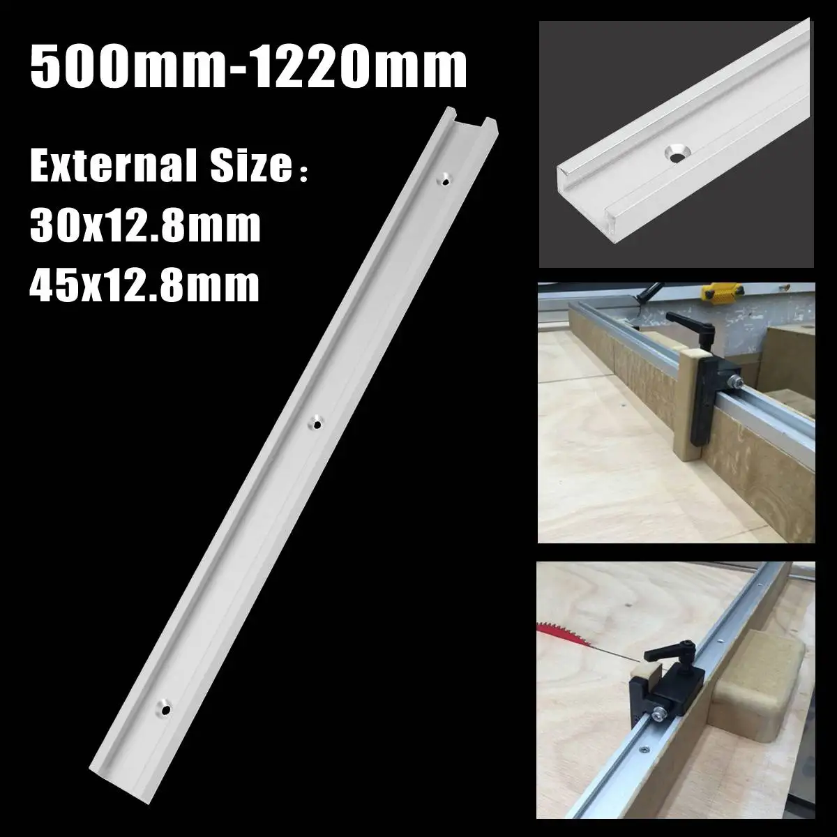 

500mm-1220mm T-slot Miter Track Aluminium Alloy T-track Jig Fixture Slot for Router Table Woodworking Tool