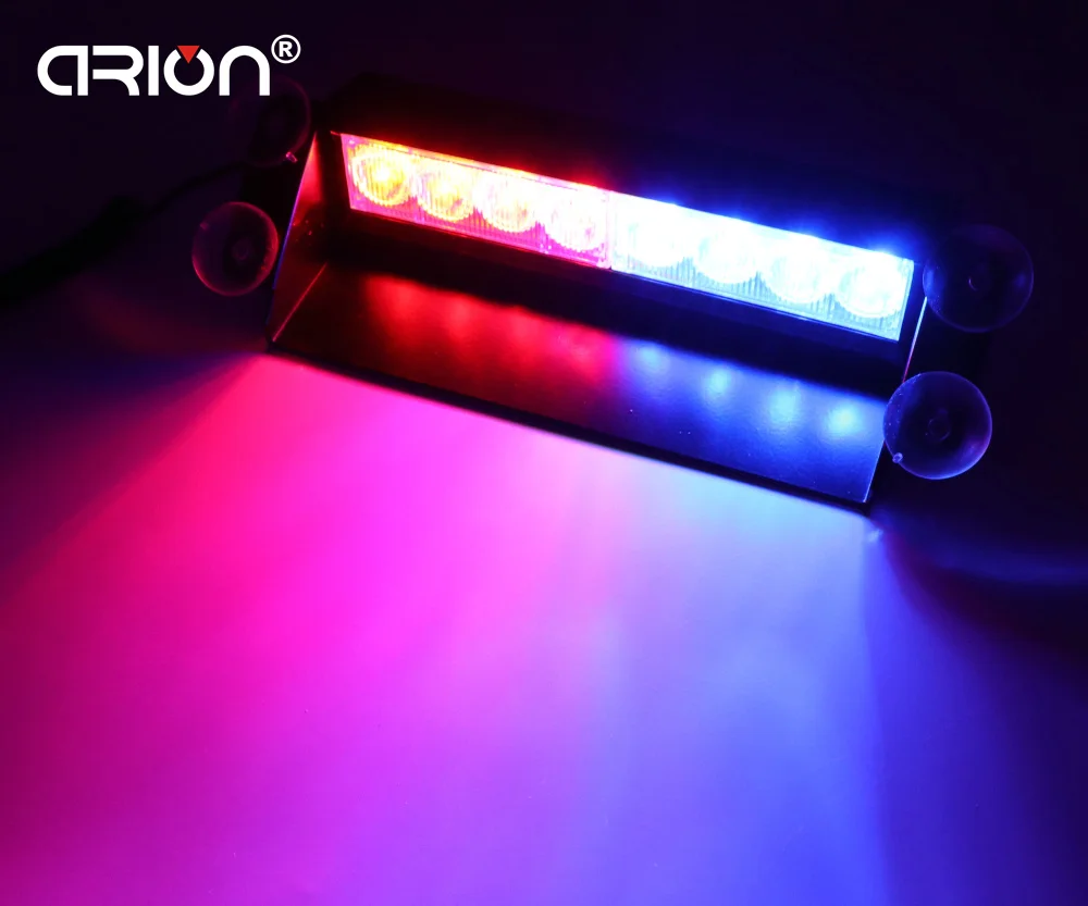 8 LED strobo blesk upozornění lampa EMS policie auto blikač beacon blikání firemen mlha bezodkladnost LED lehký 8LED jantar bílý červená modrá