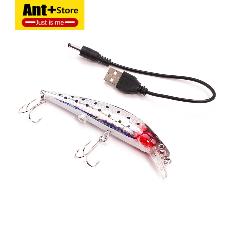 

Fishing Baits USB Rechargeable LED Twitching Fish Lure Electric Bait Life-like Vibrate Fishing Lure Triple Reble Hook Electronic