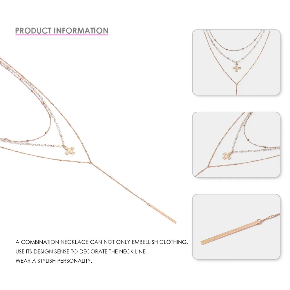 e-Manco Luxury Choker Necklace for Women Long Multi Layer Necklace in Gold Color Hot Charm Pendant Necklaces Fashion Jewelry