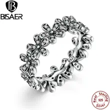925 Dazzling Margarita Apilable Anillo Wedding Band Anillo de Compromiso Para Las Mujeres Compatible con Joyas de Plata