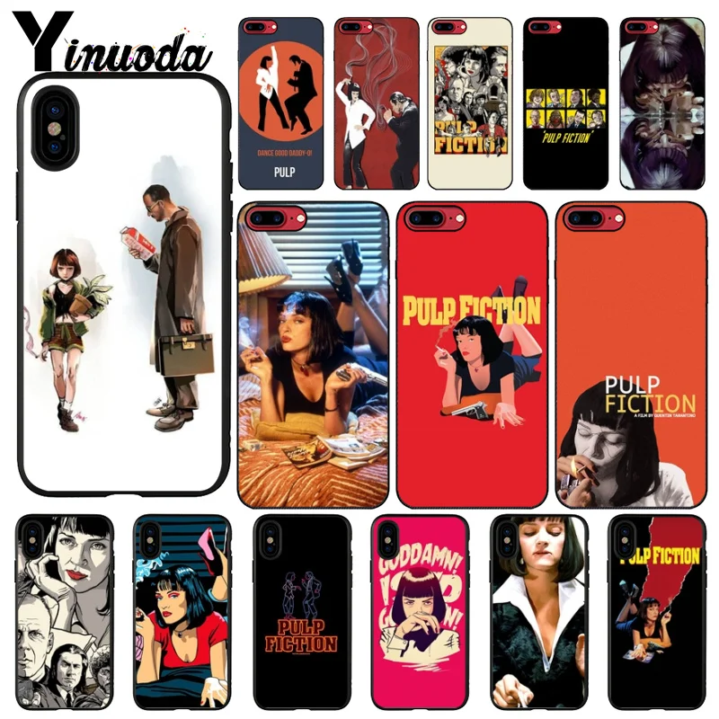 

Yinuoda PULP FICTION Black Soft Shell Phone Cover for Apple iPhone 8 7 6 6S Plus X XS MAX 5 5S SE XR Mobile Cover